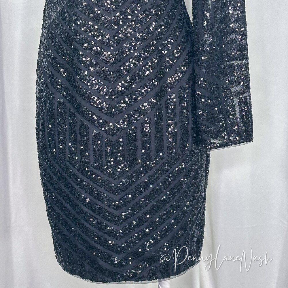 NWT Lumier by Bariano Duckie Sequin One Shoulder Dress Black - Picture 7 of 15